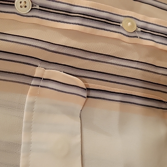 Loft Stripe Chiffon blouse NWT Size Med Career Office Elevated Basic - Picture 3 of 7